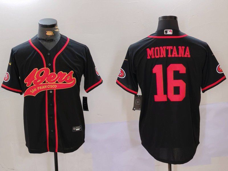Men San Francisco 49ers #16 Montana Black gold Joint Name 2024 Nike Limited NFL Jersey style 1->more ncaa teams->NCAA Jersey